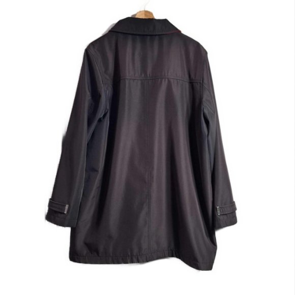 London Fog Lined Black Trench Coat Size Large - Picture 5 of 7